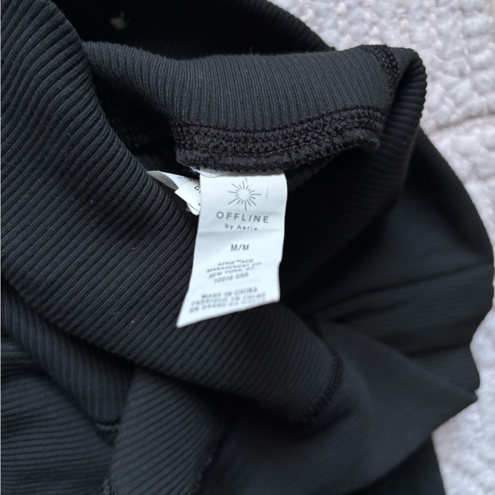 Aerie Offline Lace Up Ribbed Black Leggings Medium - Picture 8 of 8